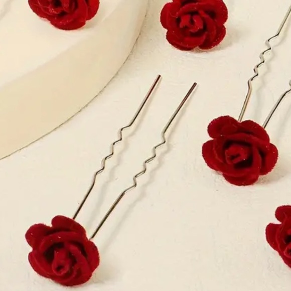 Velvet Rose Hair Pin Accessory - Picture 2 of 6